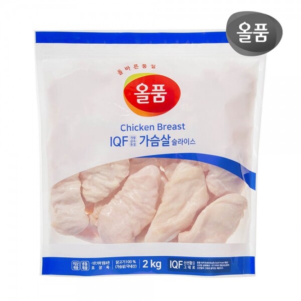 닭고기몰,올품IQF 닭가슴살 슬라이스2kg